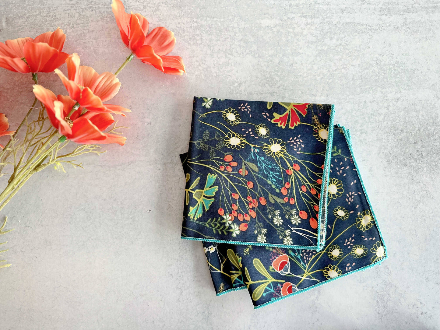 Dot and Army - Pretty Peacock Cloth Napkins, set of four