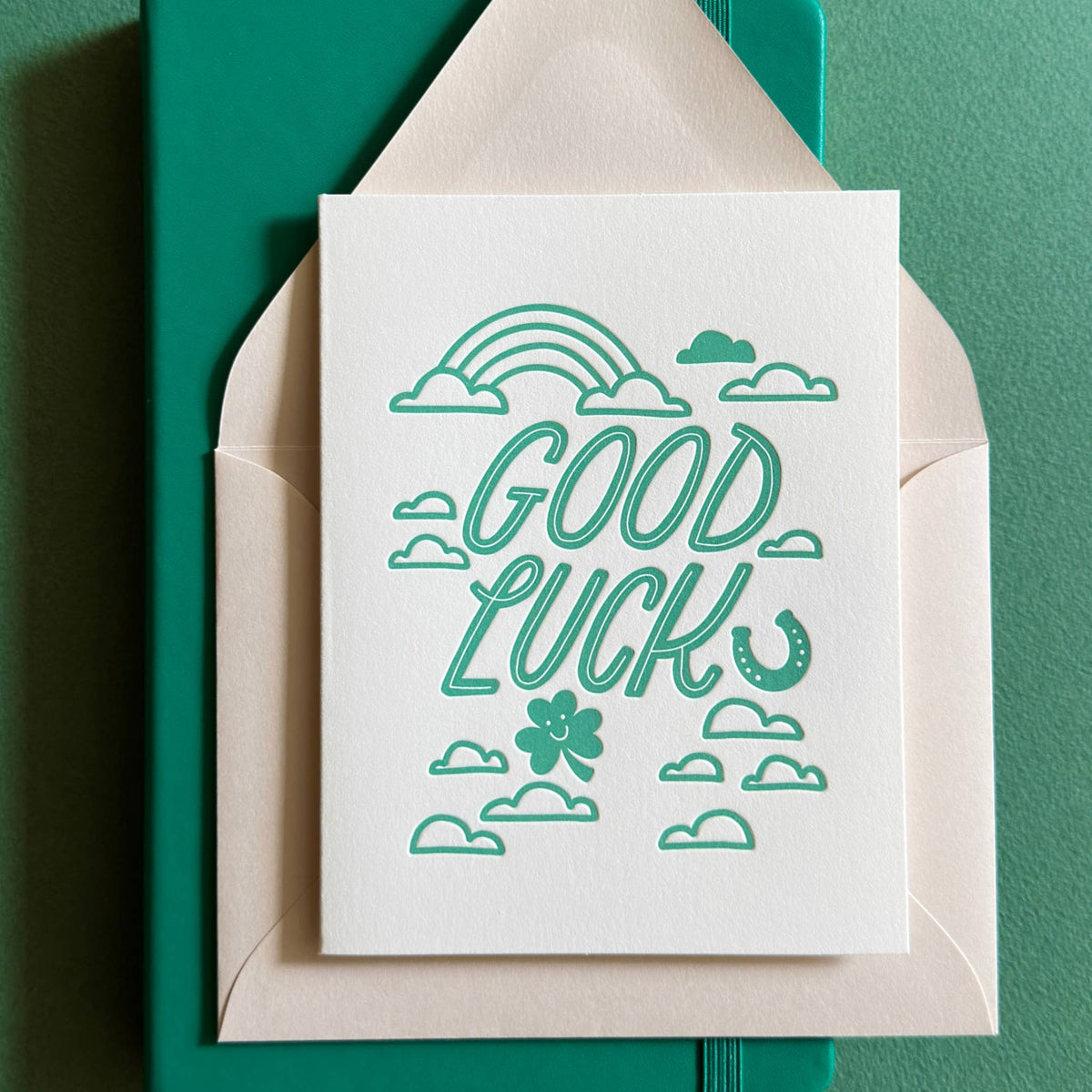 Friendly Fire Paper - Good Luck Rainbow | Letterpress Encouragement Card