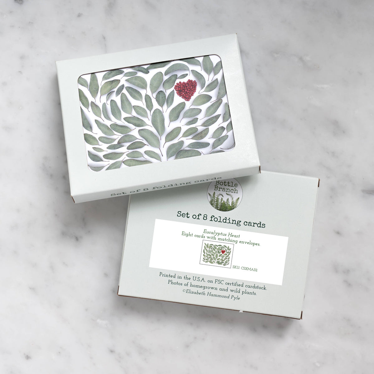 Bottle Branch - Card set - eucalyptus heart