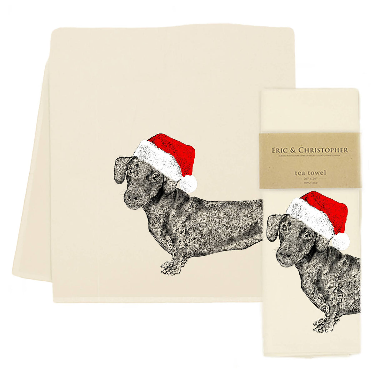 Eric & Christopher - Santa Dachshund Tea Towel