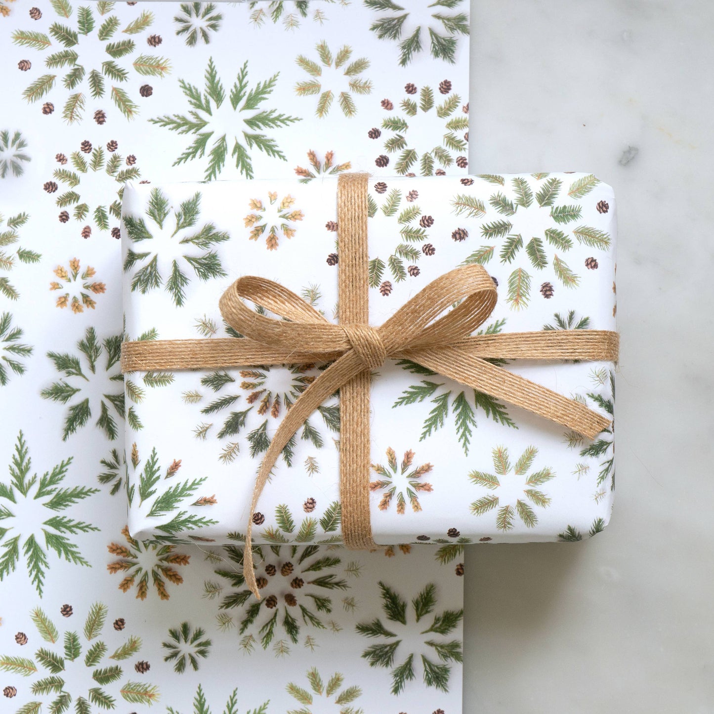 Bottle Branch - Gift Wrap - evergreens stars