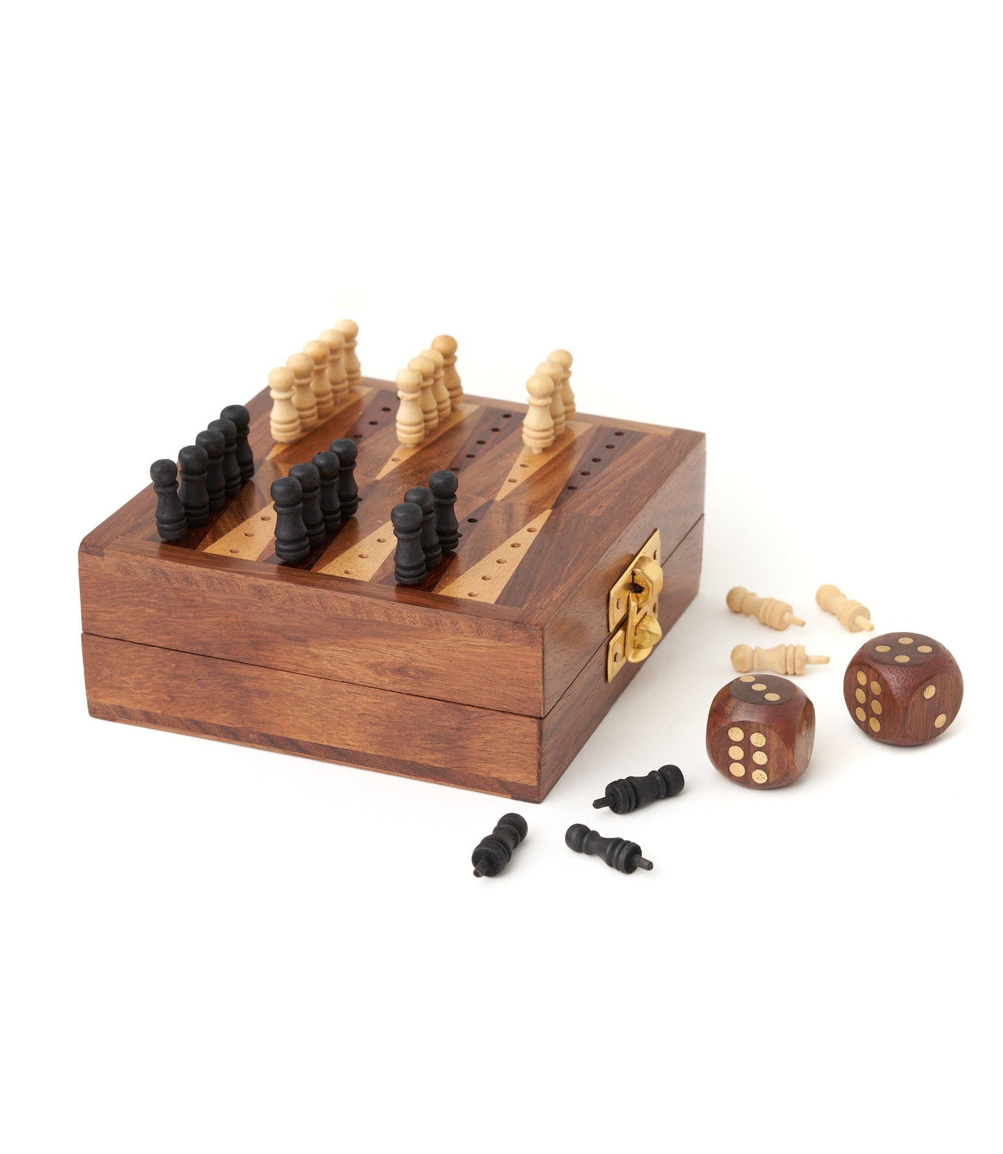 Matr Boomie Fair Trade - Mini Backgammon Travel Game Set - Handcrafted Wood