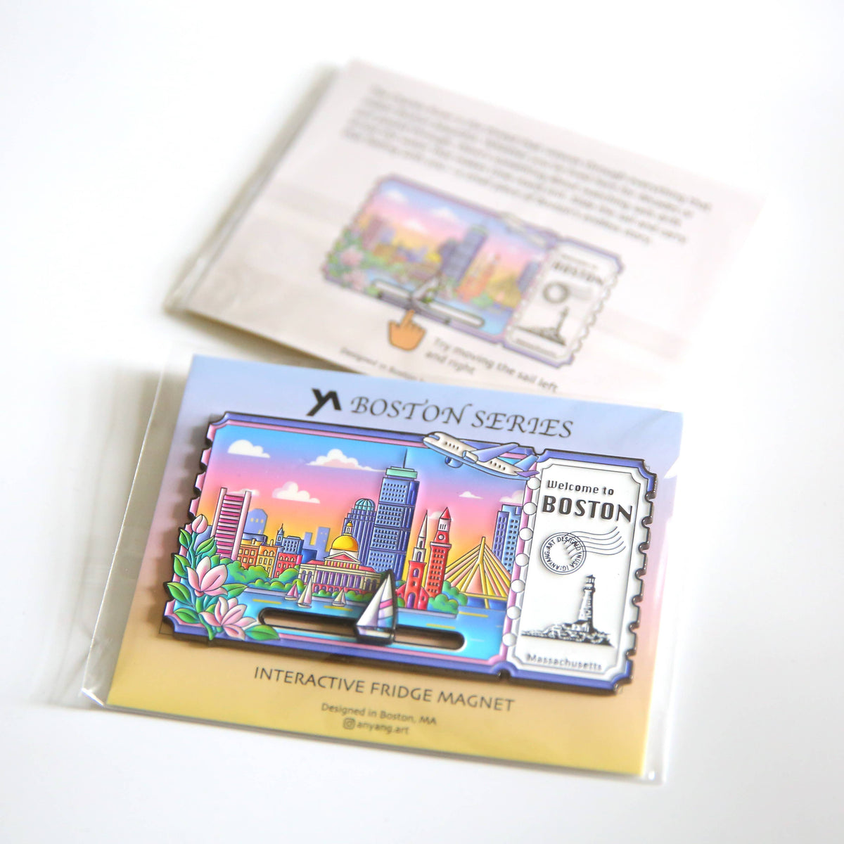 anyangART Studio - Boston Fridge Magnet: Interactive Boston, Charles River (NEW