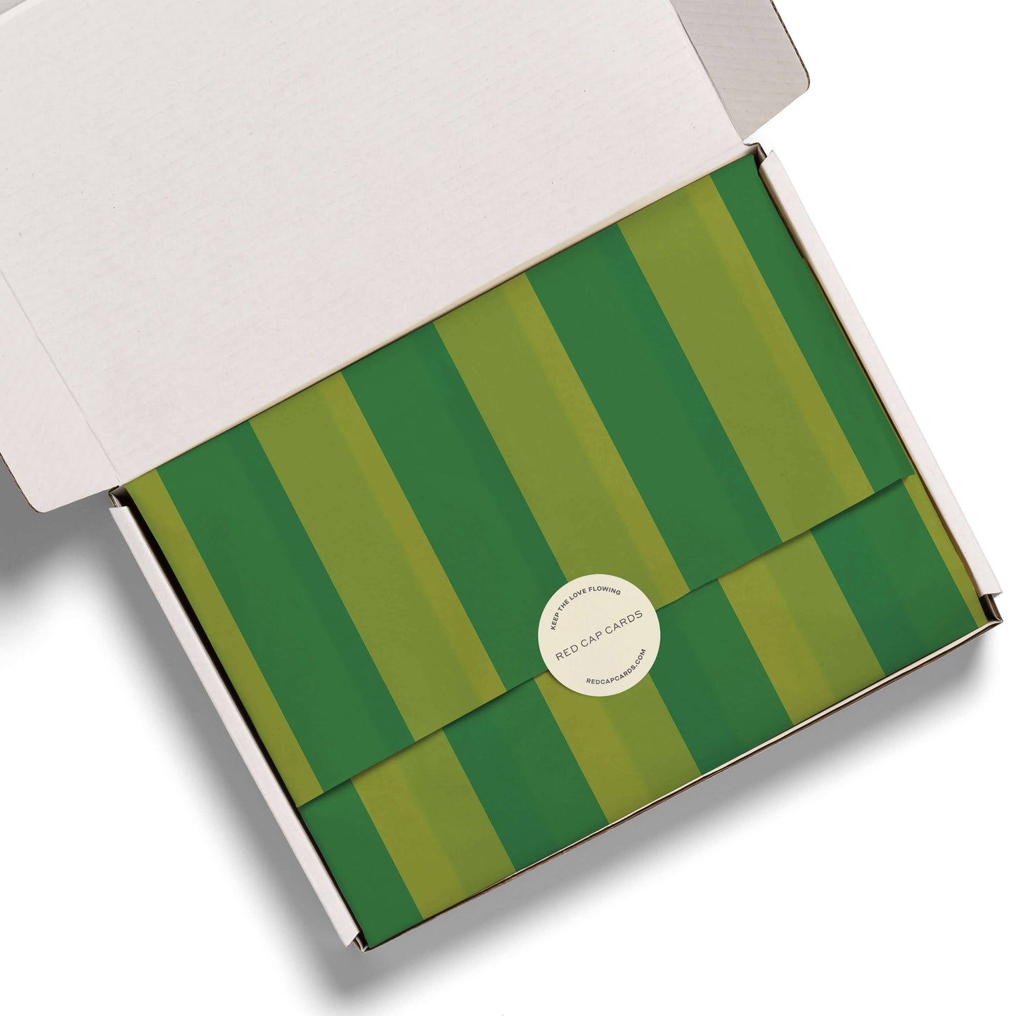 Red Cap Cards - Green Stripes tissue paper