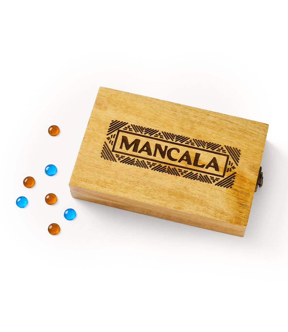Matr Boomie Fair Trade - Mancala Wooden Game Set - Hand Carved Mango Wood