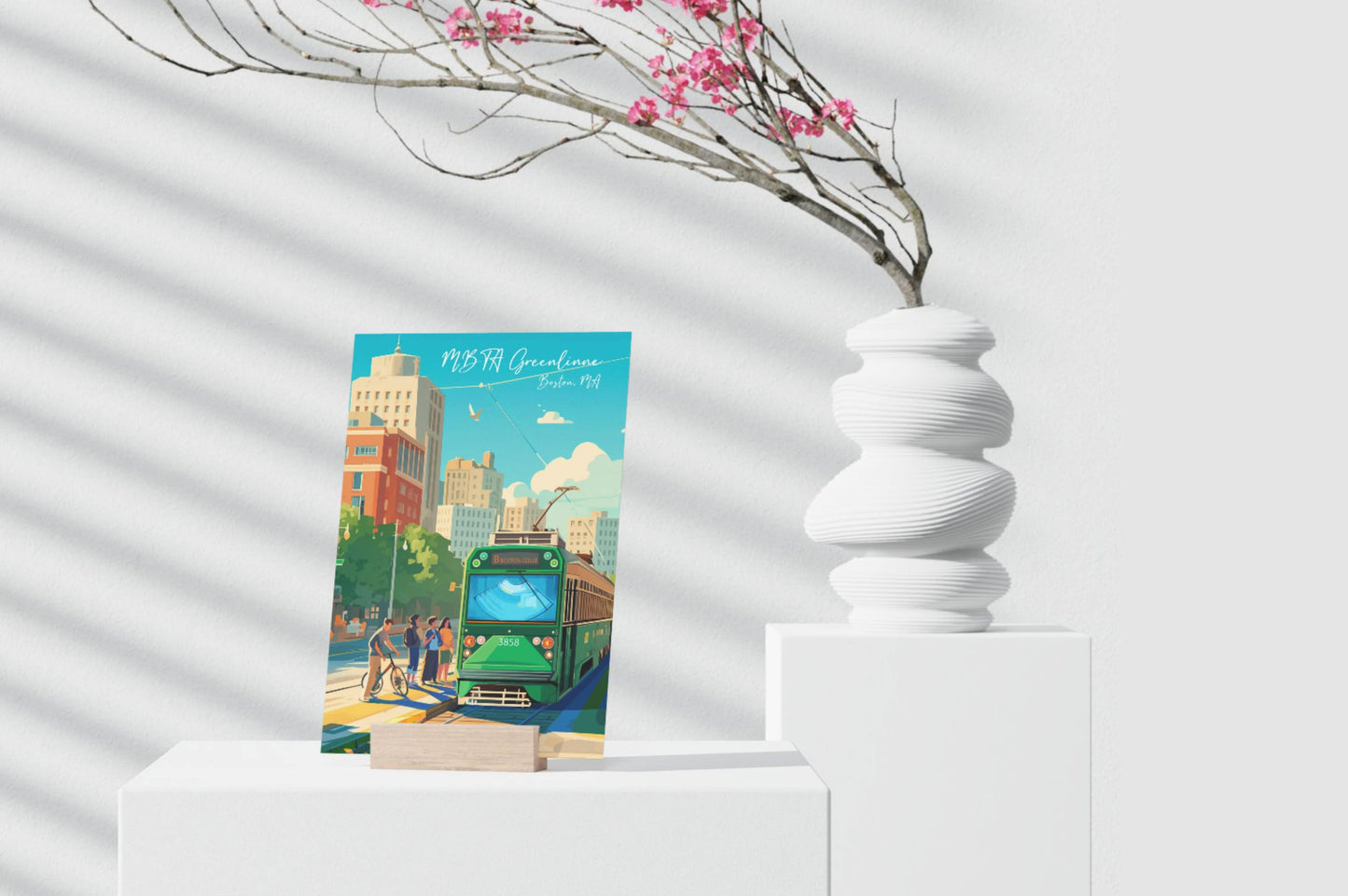 anyangART Studio - Boston Postcard, Massachusetts Postcard - Green Line, MBTA