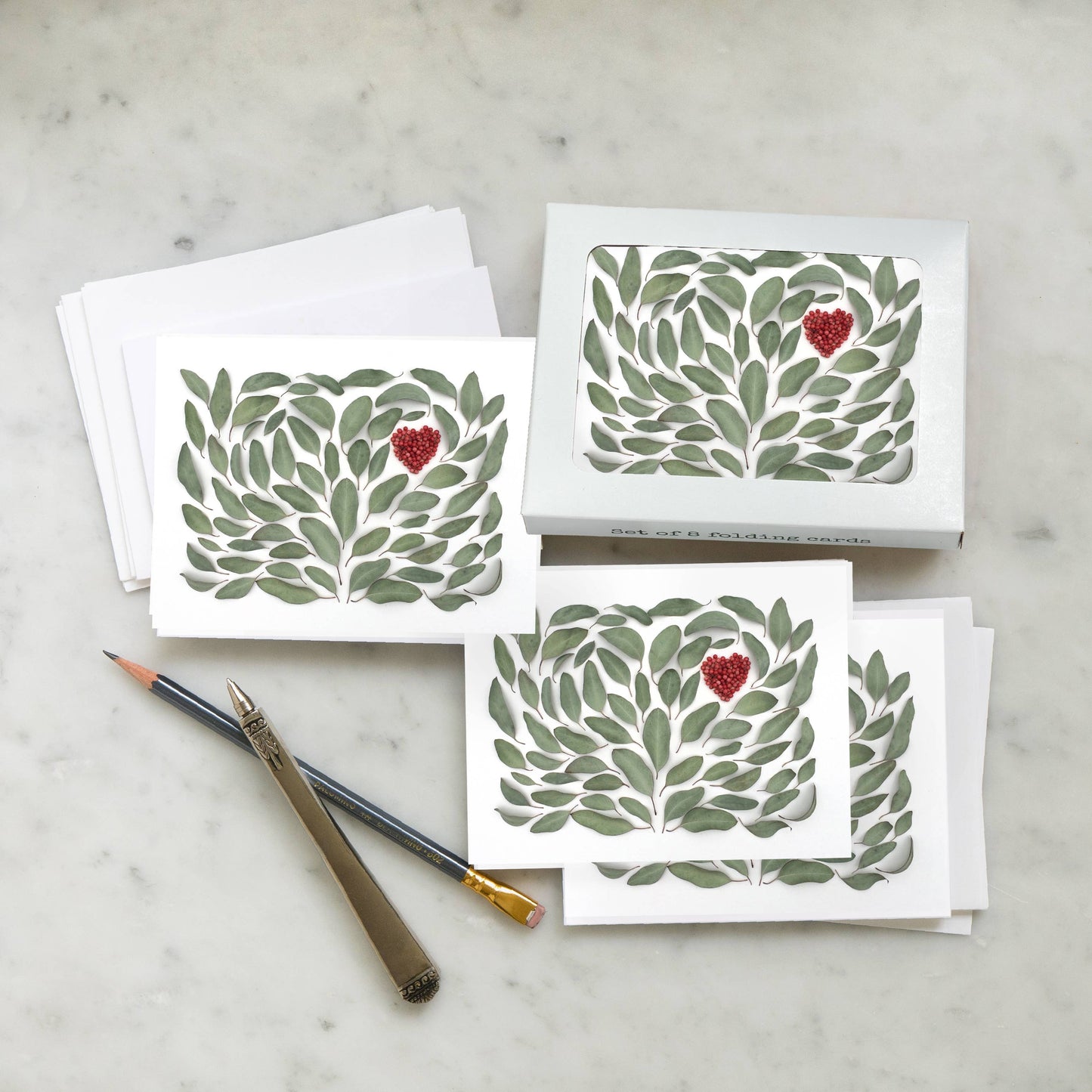 Bottle Branch - Card set - eucalyptus heart