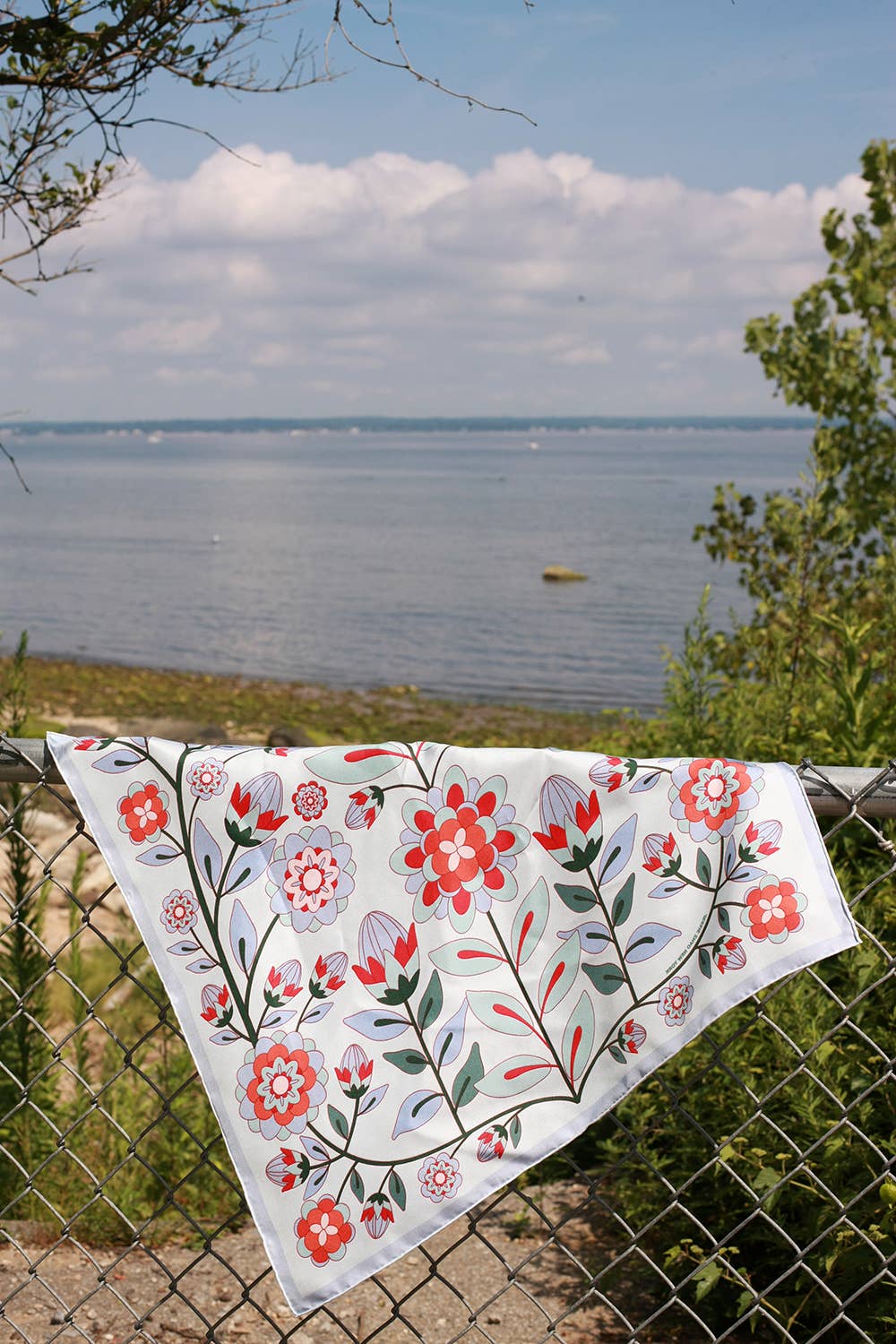 Jessie Zhao New York - Double Sided Silk Scarf Of Pink Garden