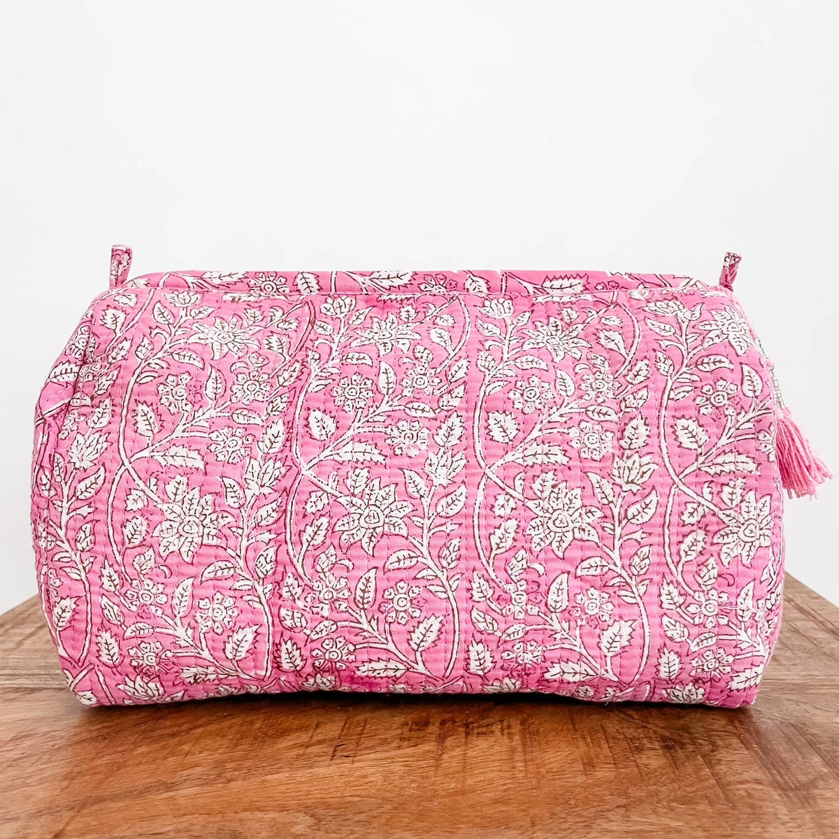 Kalyana Textiles - Pink Vines Block Print Pouch