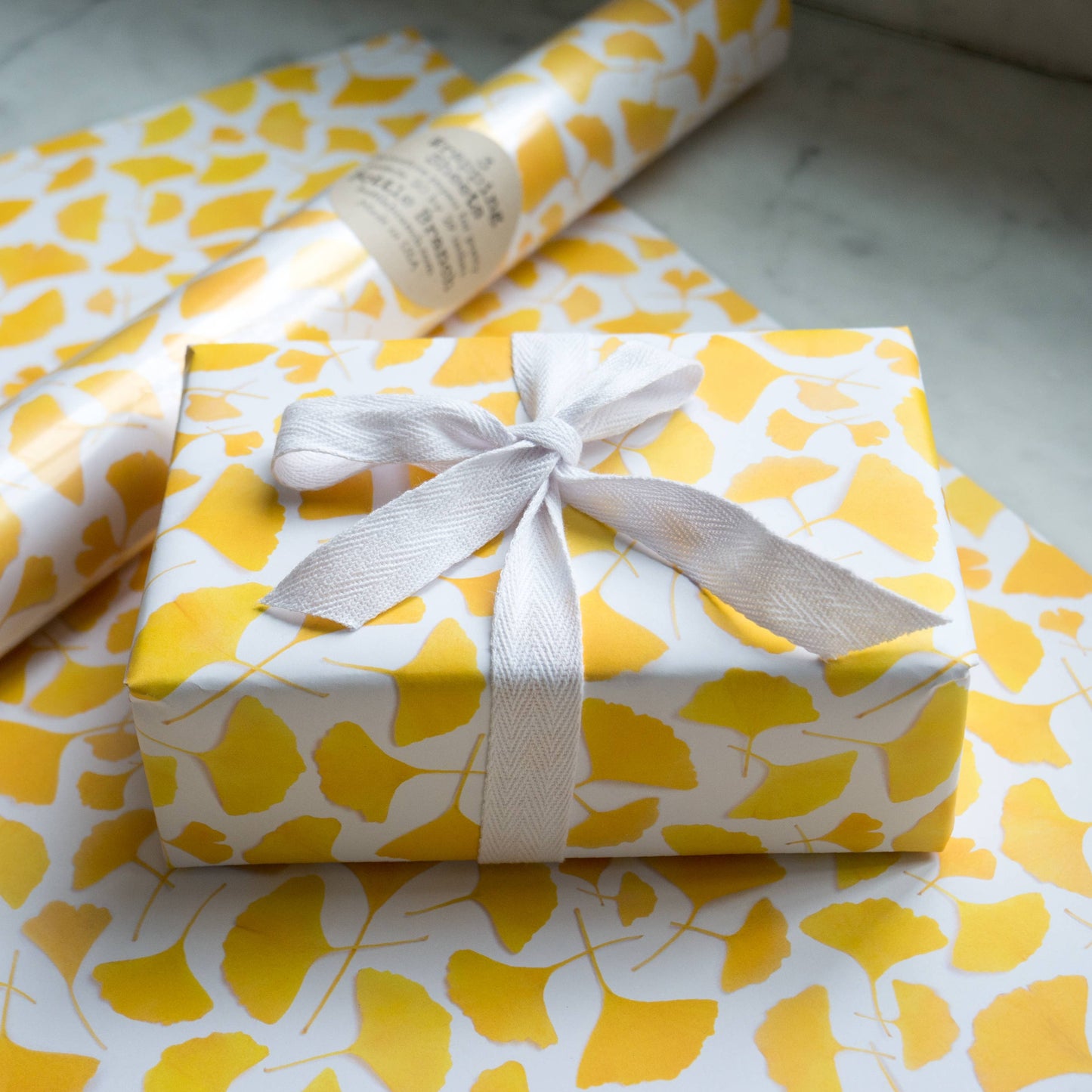 Bottle Branch - Gift Wrap - Yellow Ginko Leaves