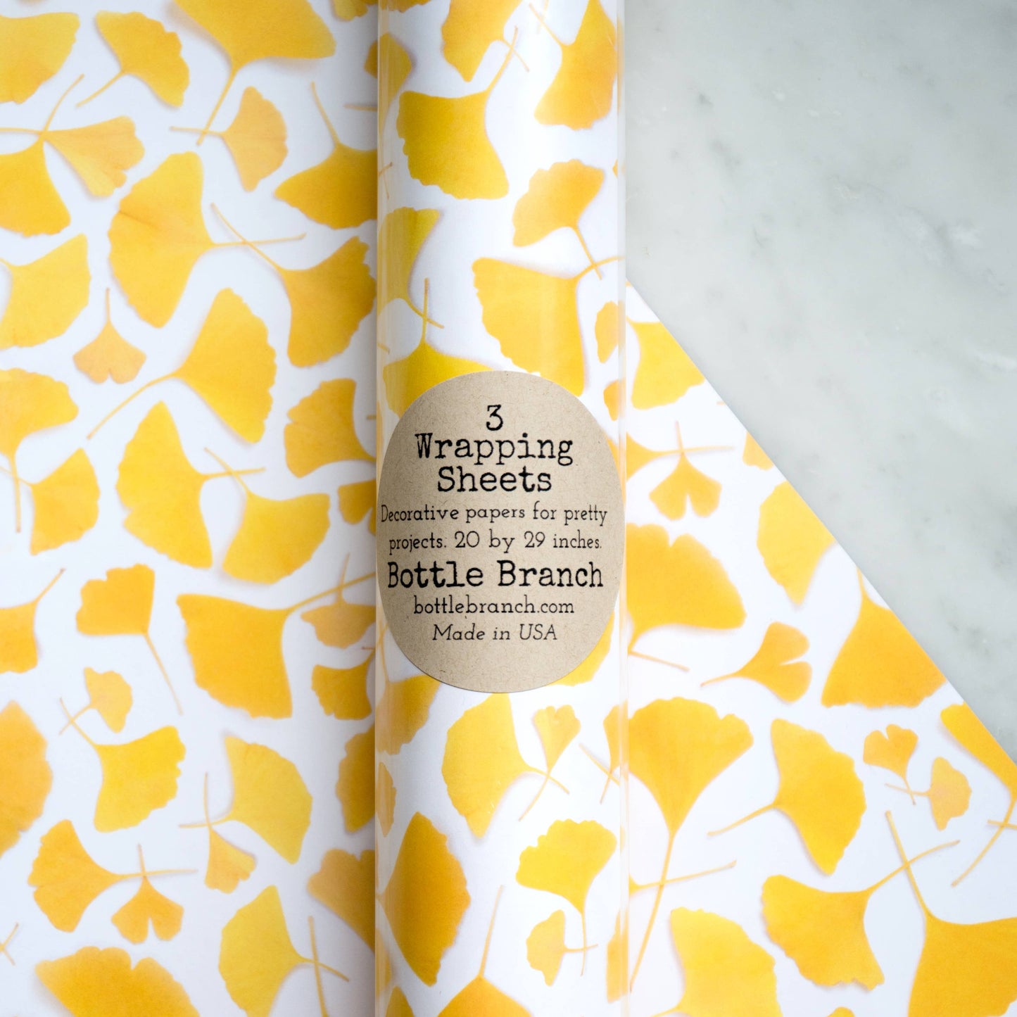 Bottle Branch - Gift Wrap - Yellow Ginko Leaves