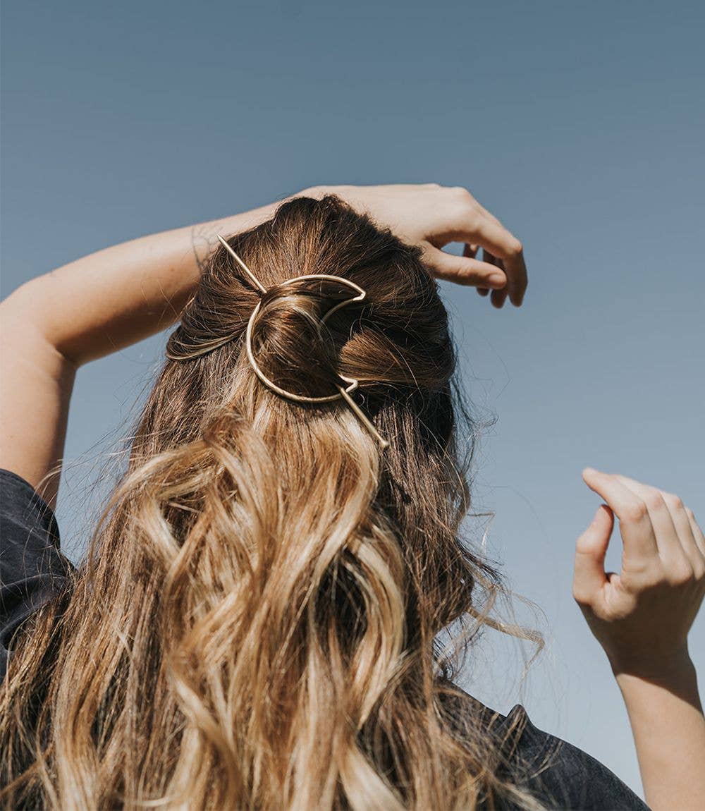 HAIR SLIDE- BRASS Crescent Moon