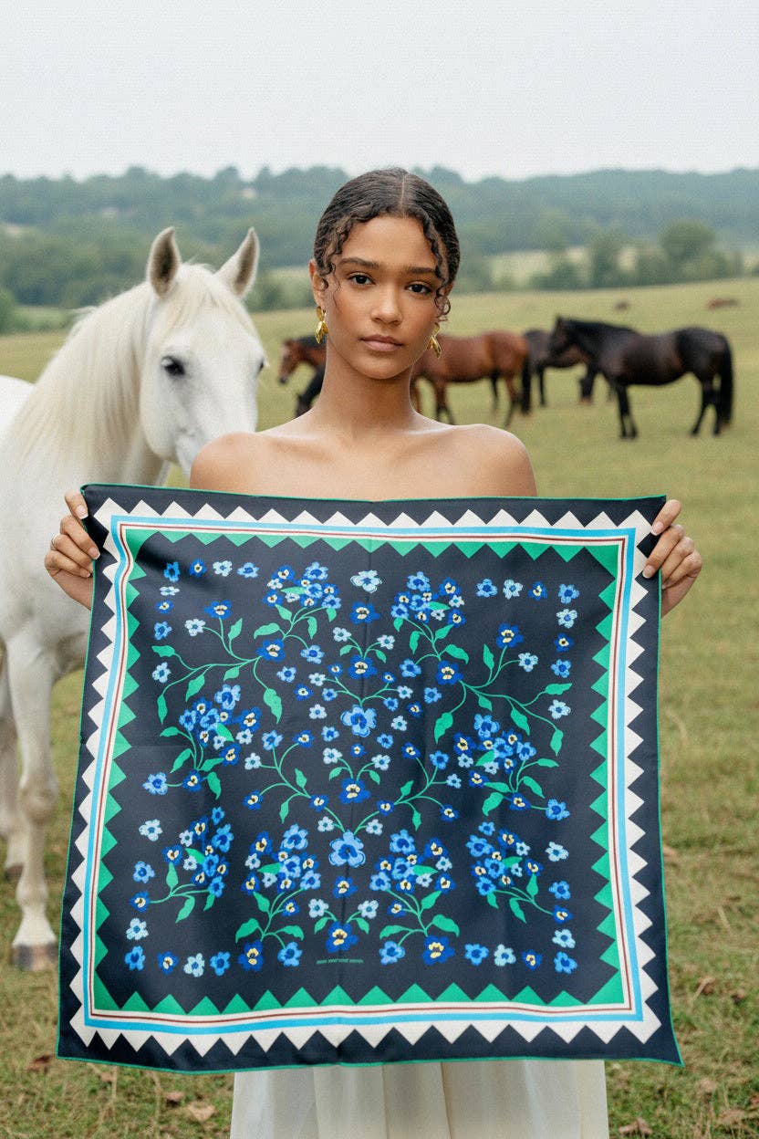 Jessie Zhao New York - Garden Nocturne Double Sided Silk Scarf