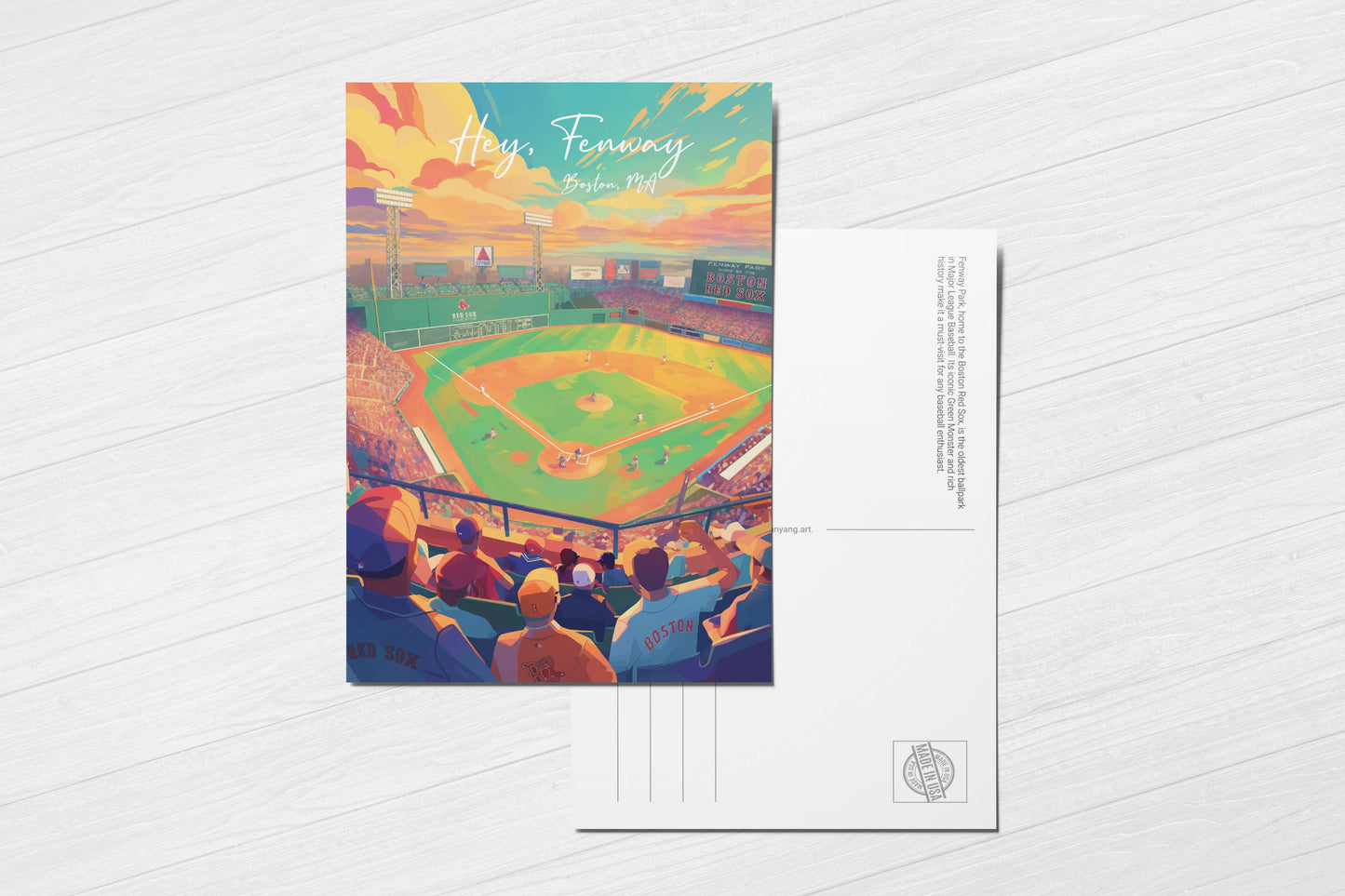 anyangART Studio - Boston Postcard, MA Postcard - Fenway Park (NEW version)