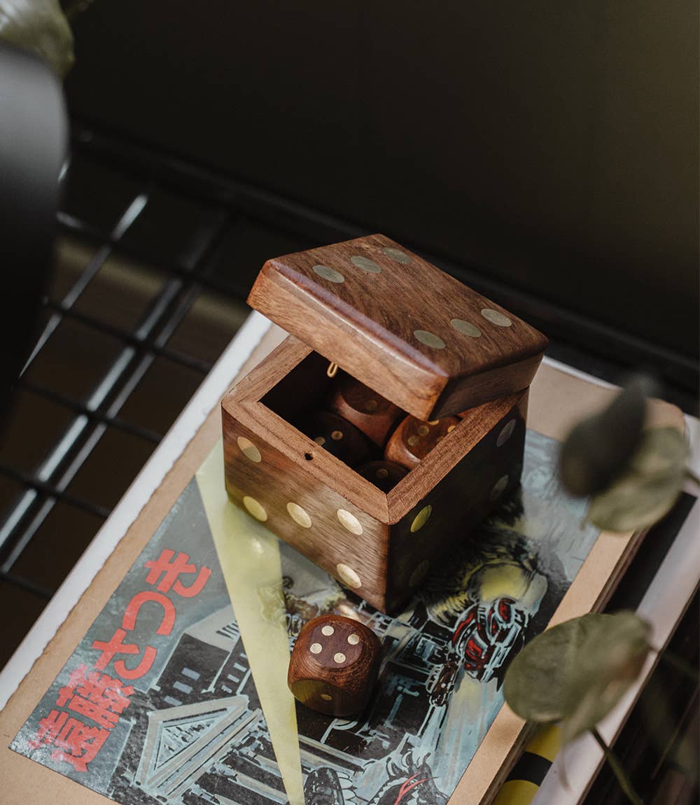 Matr Boomie Fair Trade - 5 Dice Box Set -  Handcrafted Wood