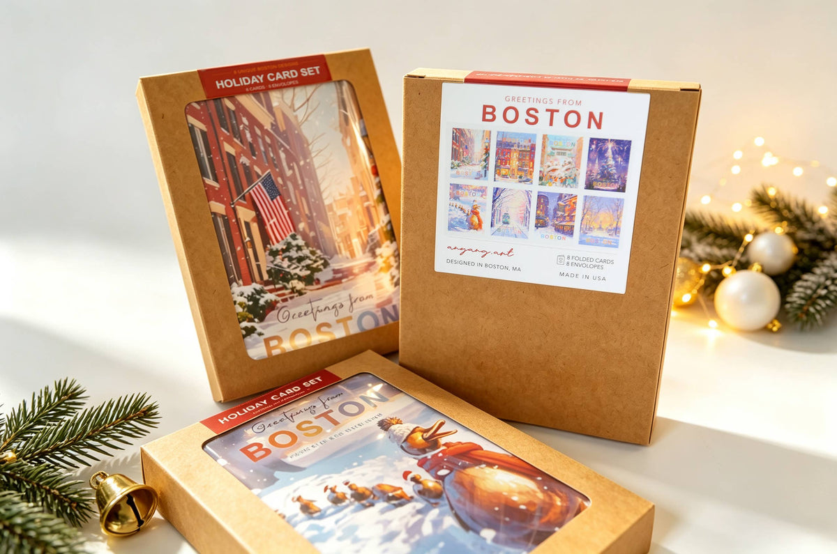 anyangART Studio - Boston Holiday Card Set/ Greeting Card Set/ Christmas Cards