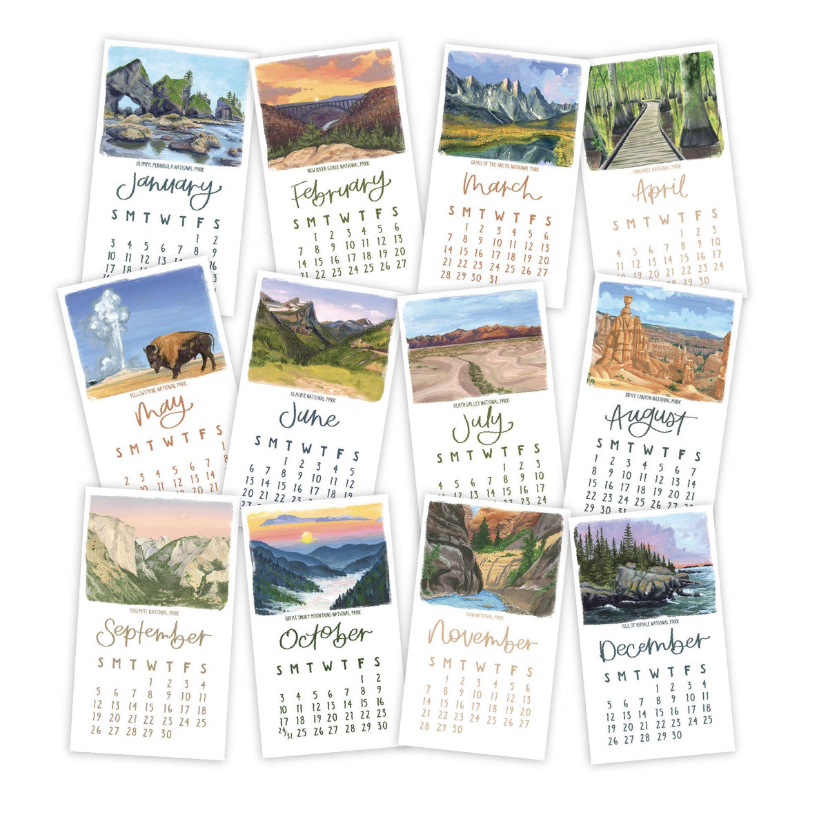 1canoe2 | One Canoe Two Paper Co. - National Parks 2027 Mini Desk Calendar + Wooden Block
