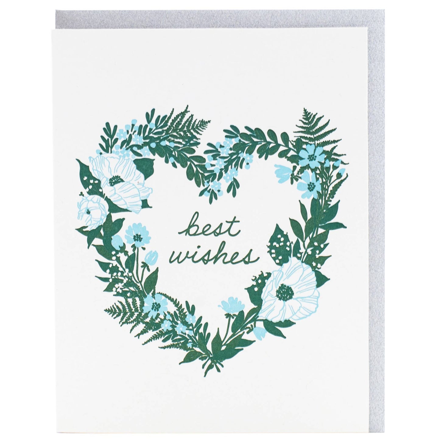 Smudge Ink - Floral Heart Wreath Wedding Card