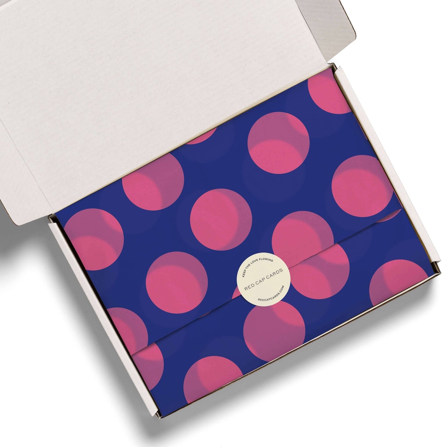 Red Cap Cards - Blue and Pink Dots tissue paper