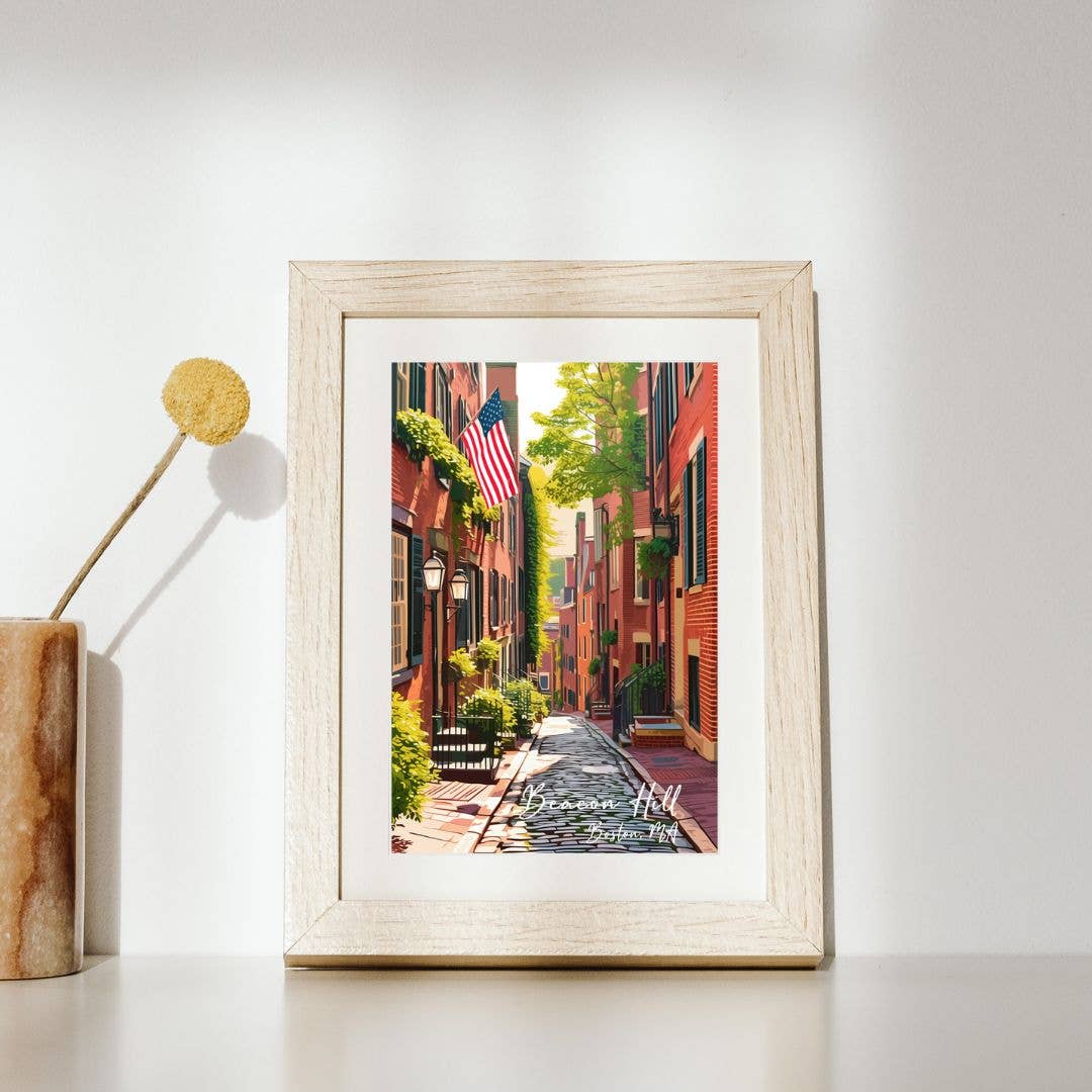 anyangART Studio - Boston Postcard, MA Postcard - Beacon Hill
