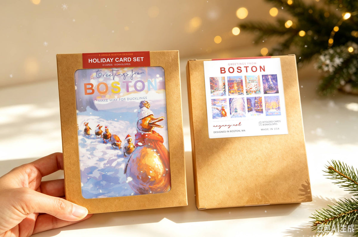 anyangART Studio - Boston Holiday Card Set/ Greeting Card Set/ Christmas Cards