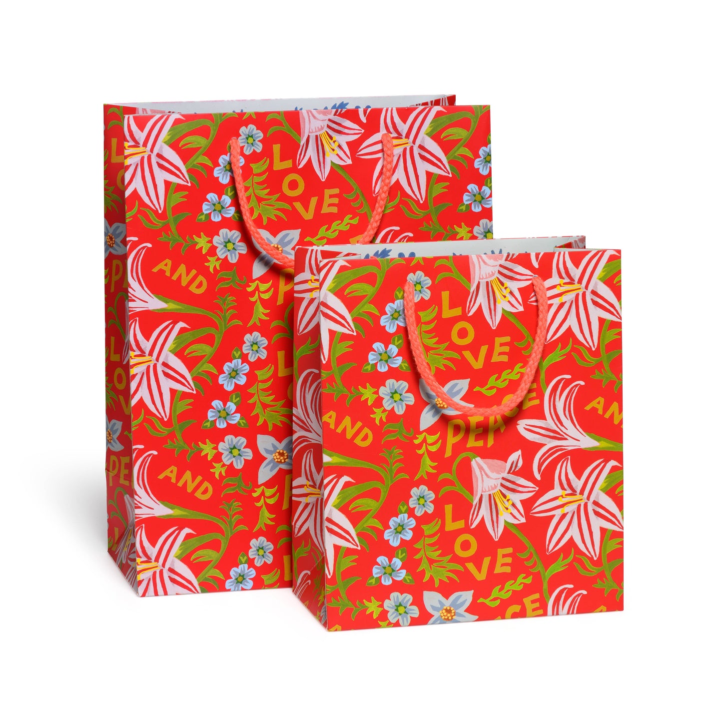 Red Cap Cards - Peace and Love Amaryllis gift bags