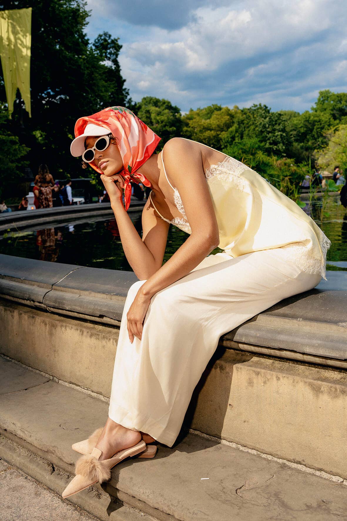 Jessie Zhao New York - Double Sided Silk Scarf Crossing Red