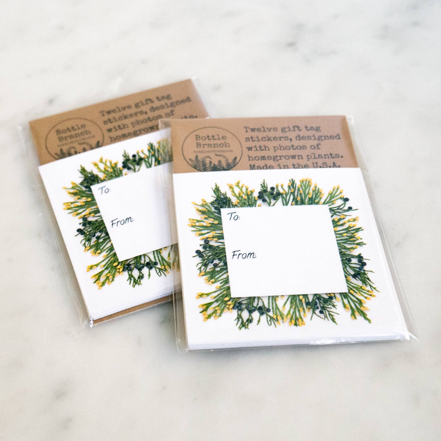 Bottle Branch - Sticker gift tags - juniper and cedar