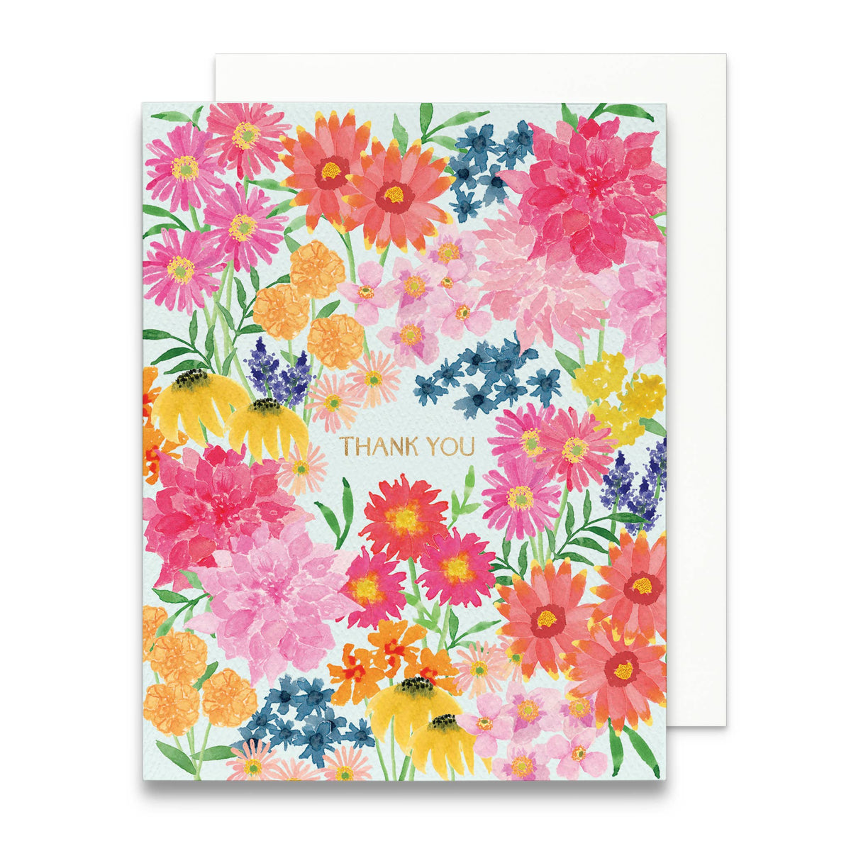 Gert & Co - Bright Wildflowers Thank You Greeting Card with Gold Foil
