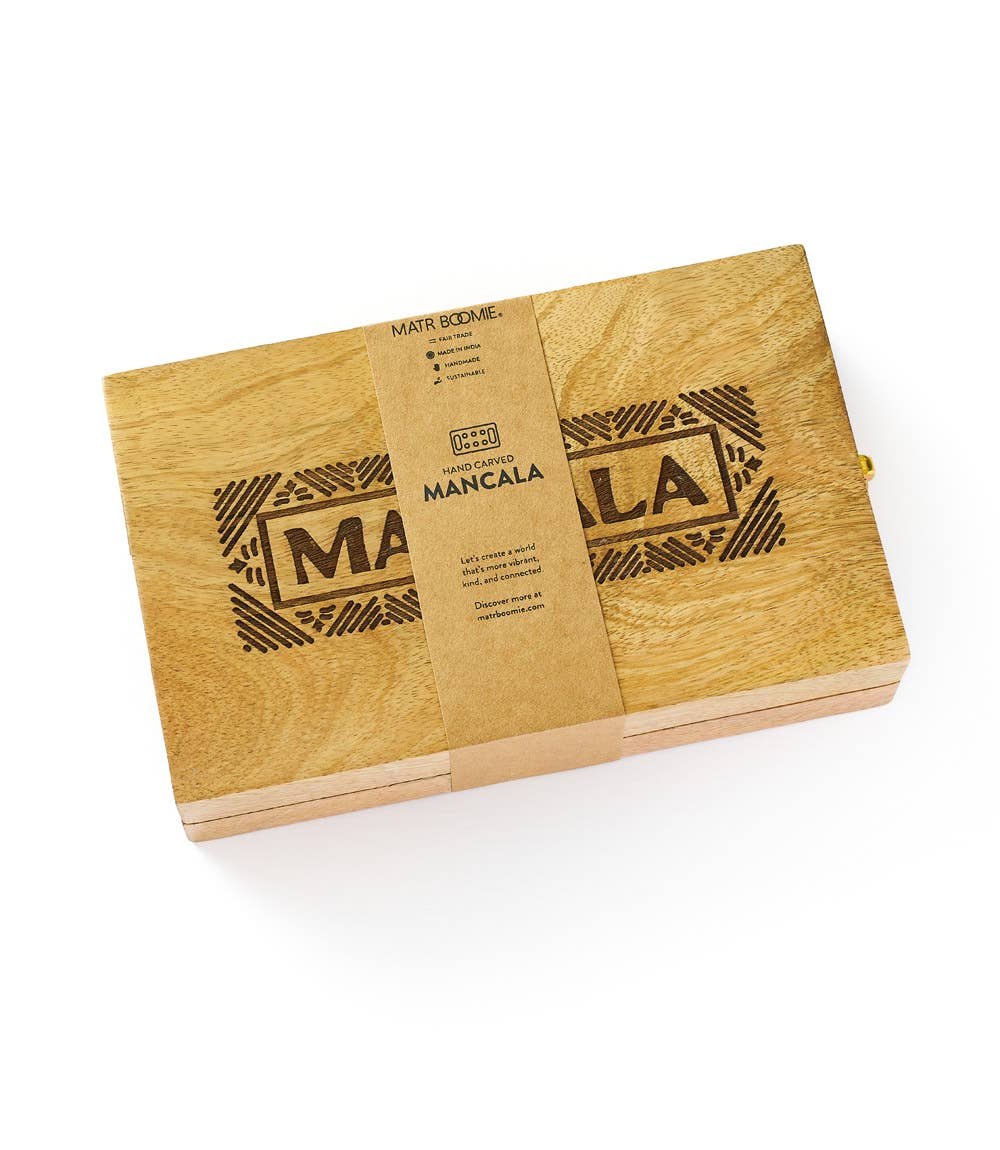 Matr Boomie Fair Trade - Mancala Wooden Game Set - Hand Carved Mango Wood