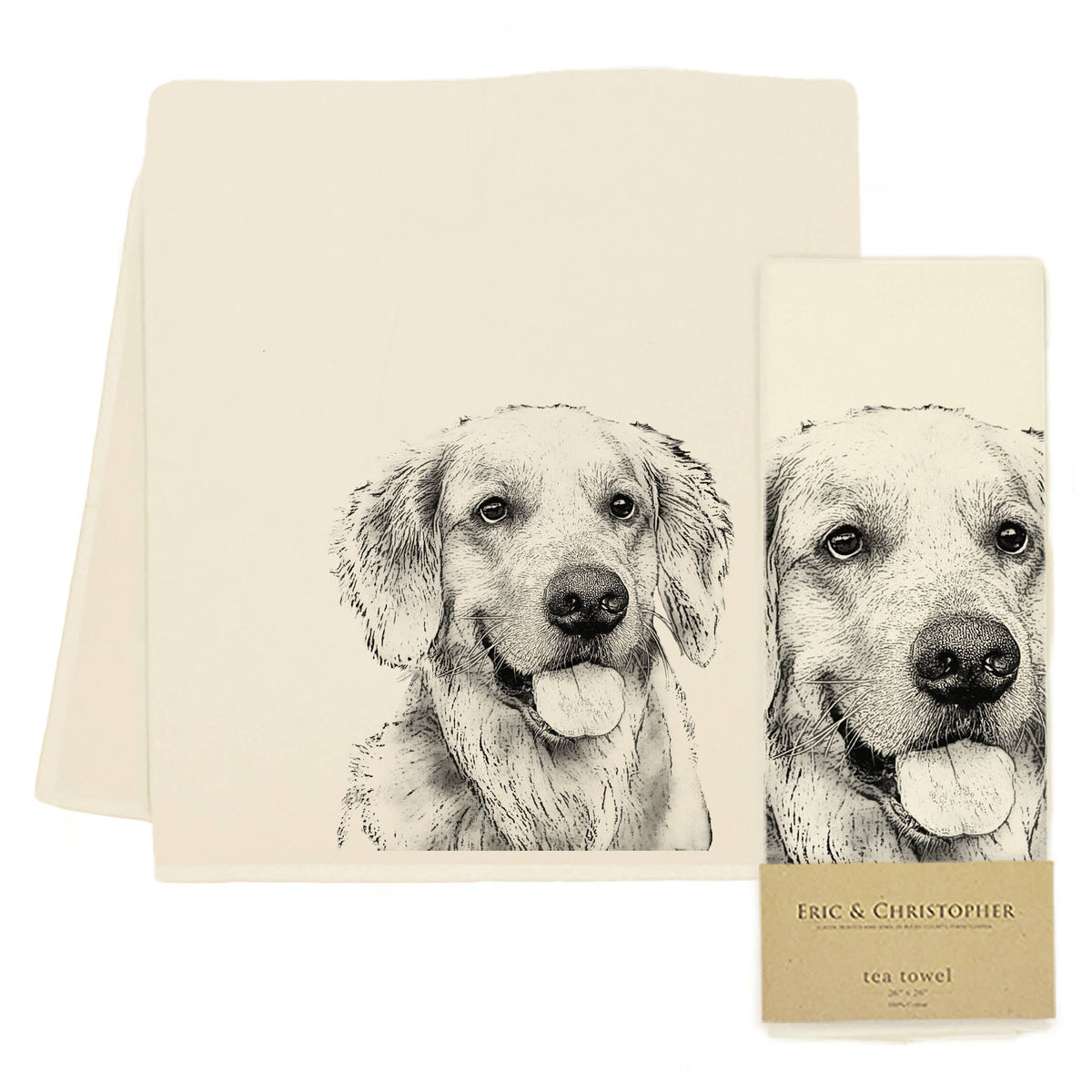 Eric & Christopher - Golden Retriever 2 Tea Towel
