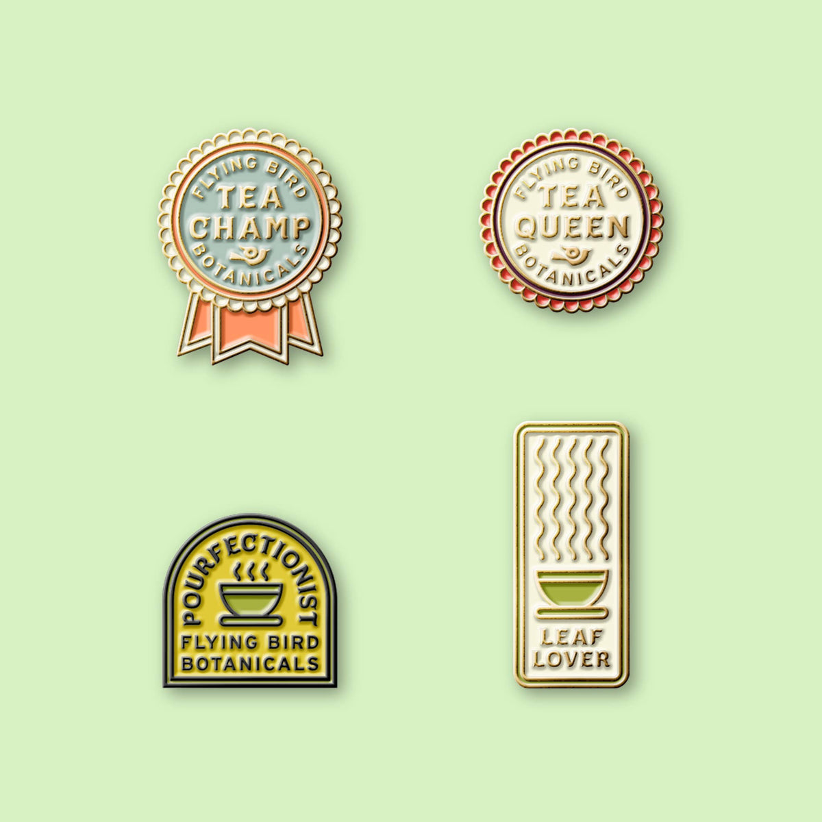 Flying Bird Botanicals - Enamel Pin - "Tea Lover" - Case of 3