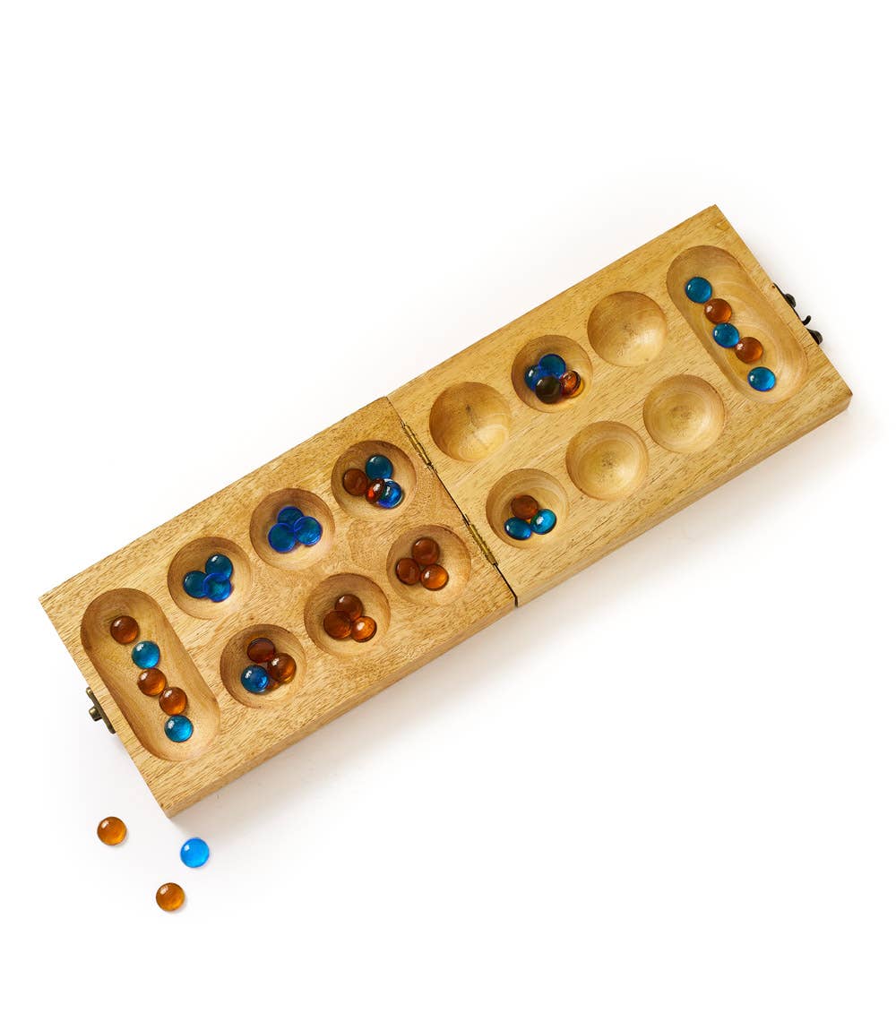 Matr Boomie Fair Trade - Mancala Wooden Game Set - Hand Carved Mango Wood
