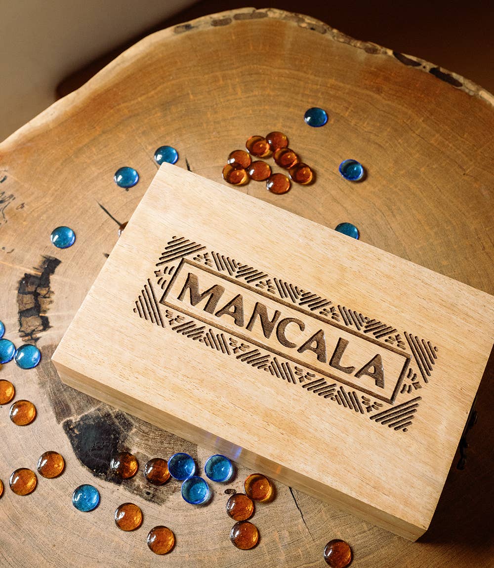 Matr Boomie Fair Trade - Mancala Wooden Game Set - Hand Carved Mango Wood
