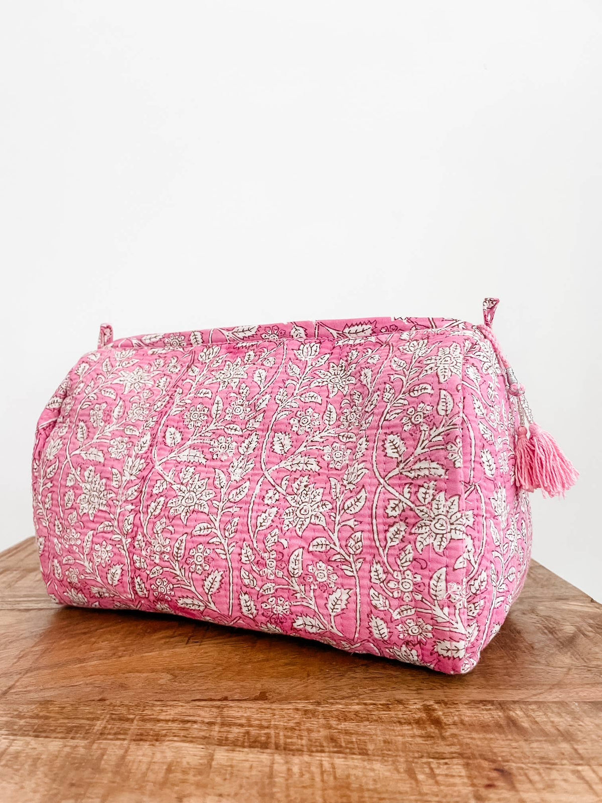 Kalyana Textiles - Pink Vines Block Print Pouch