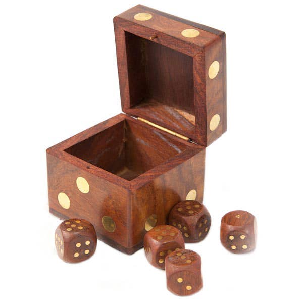 Matr Boomie Fair Trade - 5 Dice Box Set -  Handcrafted Wood