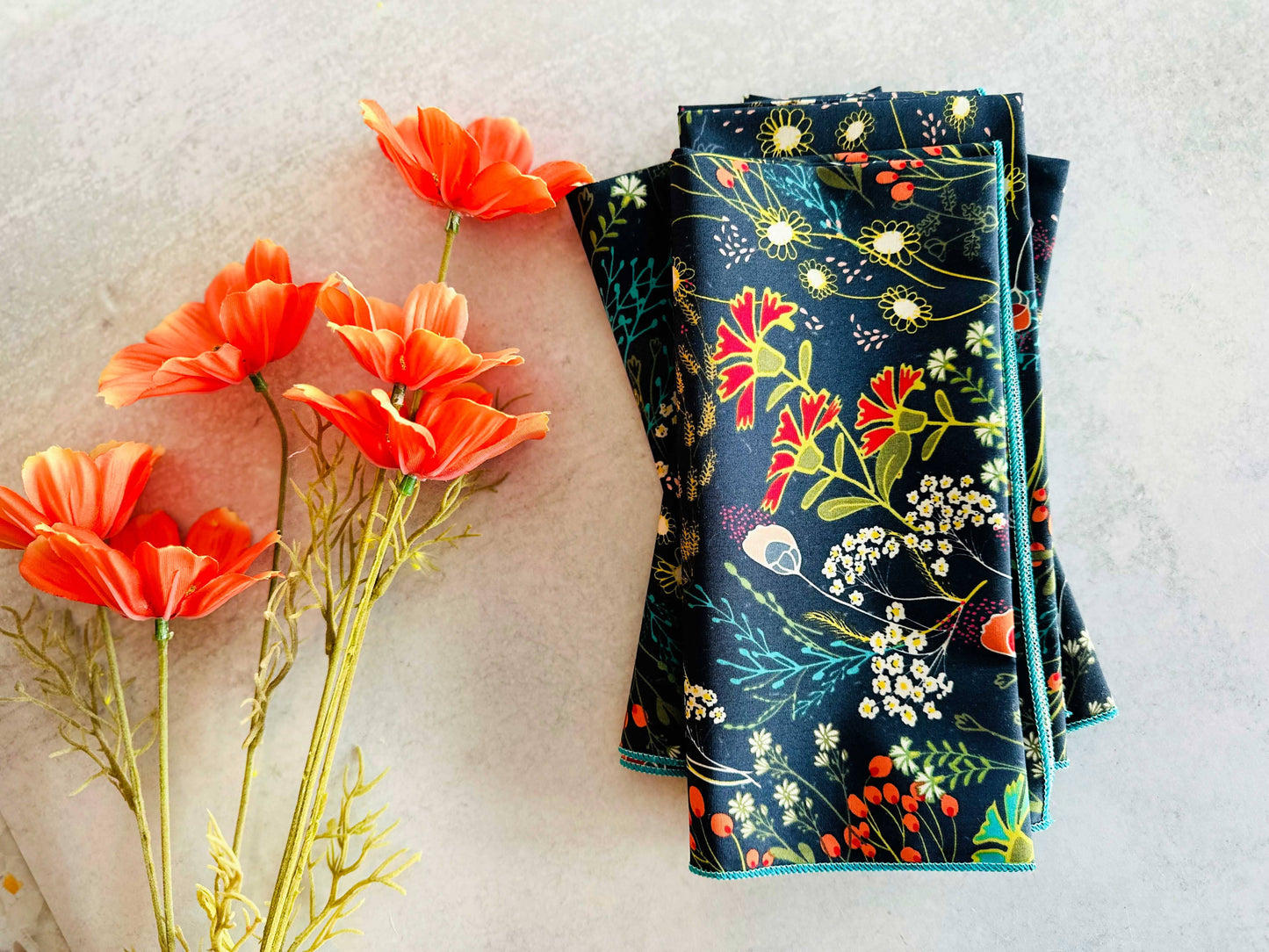 Dot and Army - Pretty Peacock Cloth Napkins, set of four
