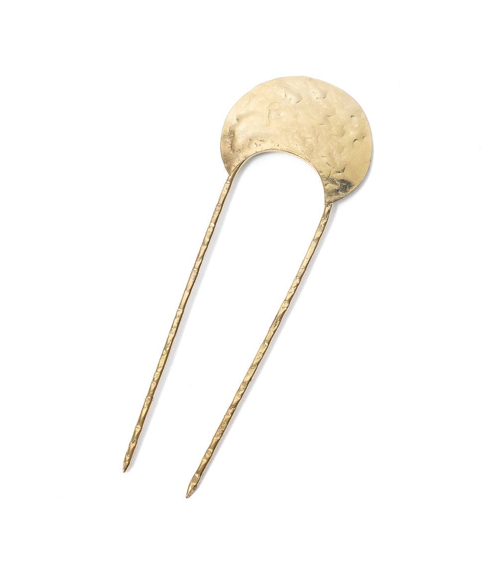 Hammered Crescent Brass Hair FORK BRASS