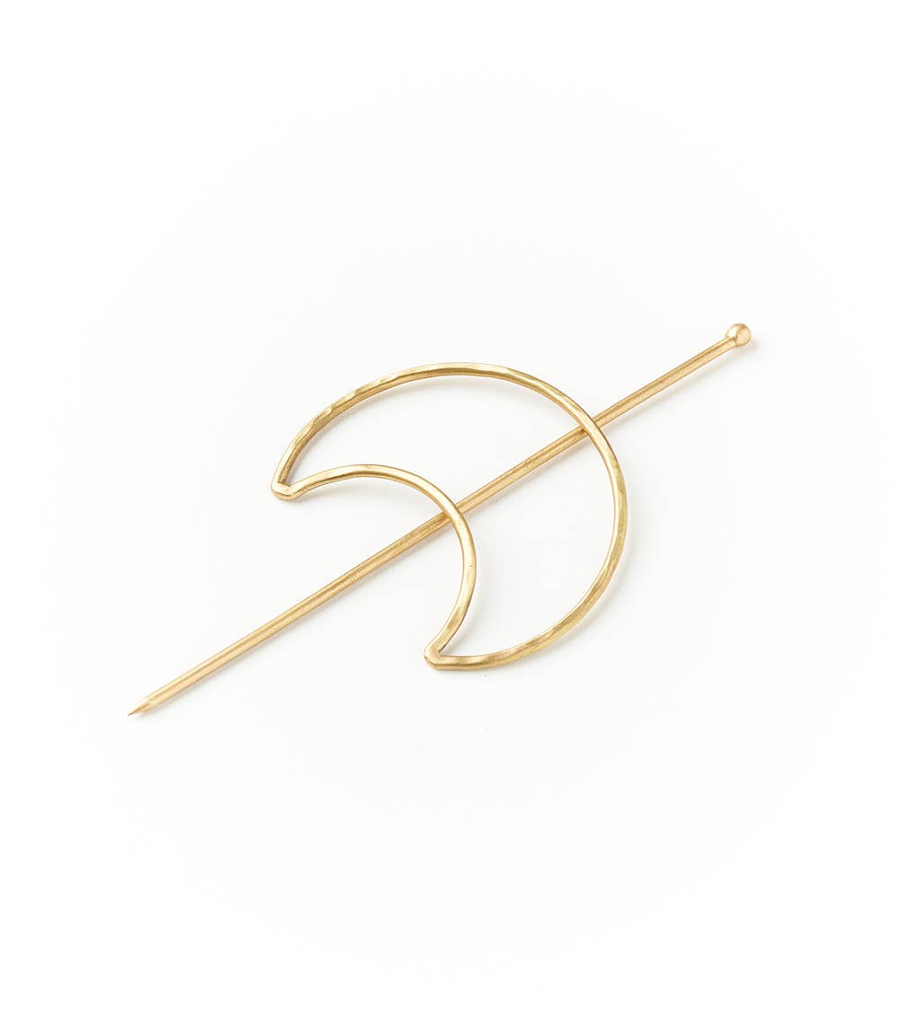 HAIR SLIDE- BRASS Crescent Moon