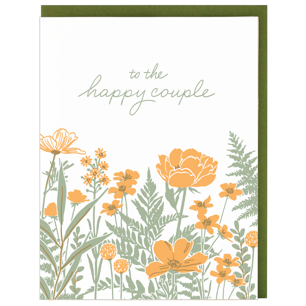 Smudge Ink - Field of Flowers Wedding Card