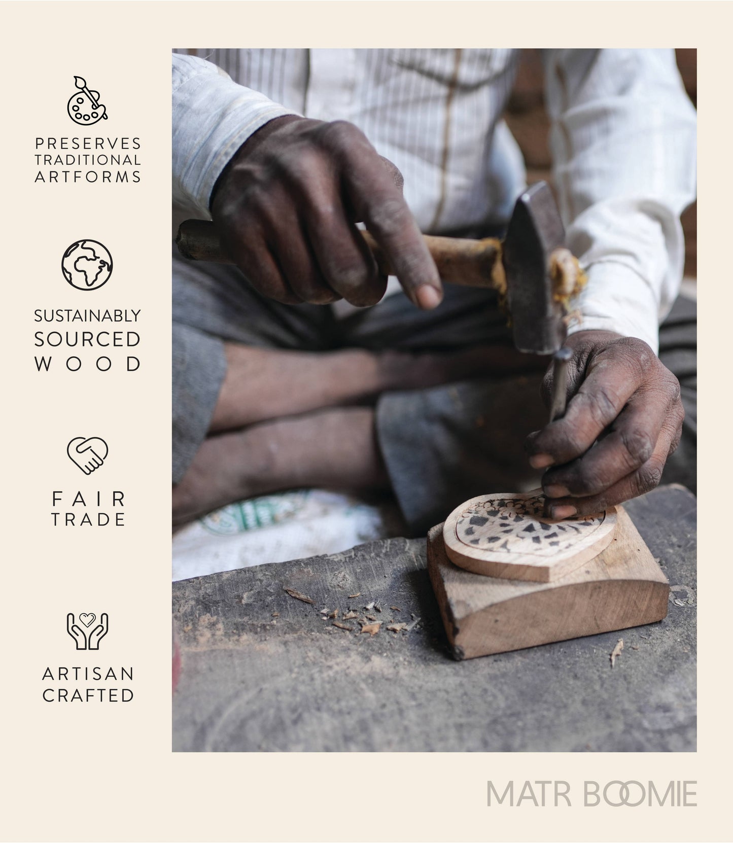 Matr Boomie Fair Trade - Travel Chess Game -  Handcrafted Wood Pegs