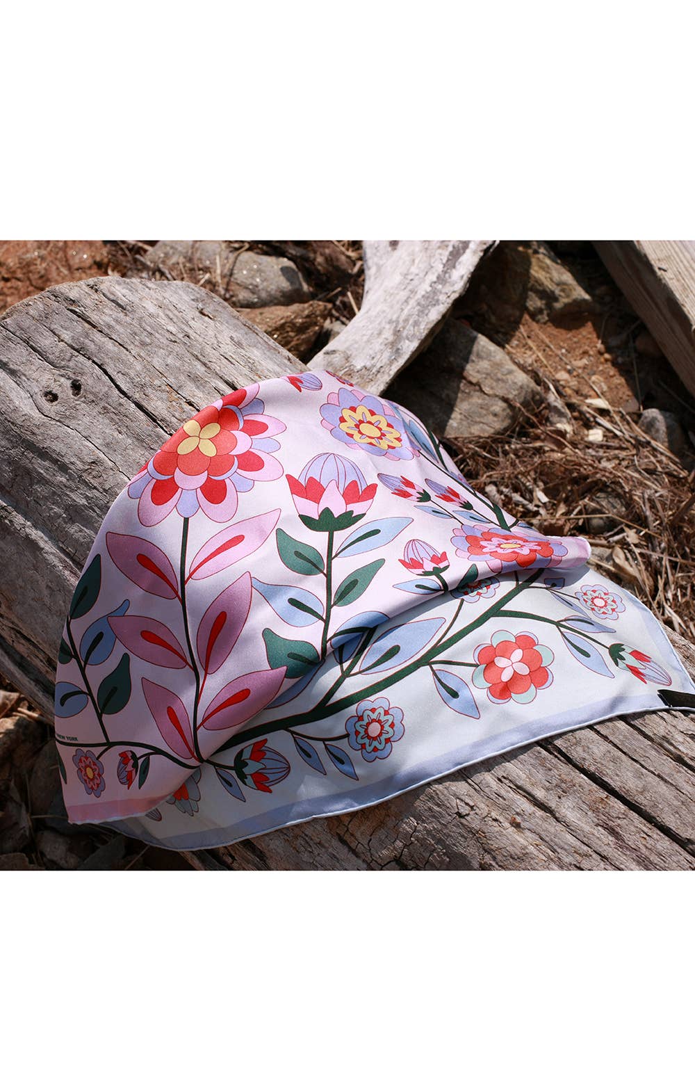 Jessie Zhao New York - Double Sided Silk Scarf Of Pink Garden