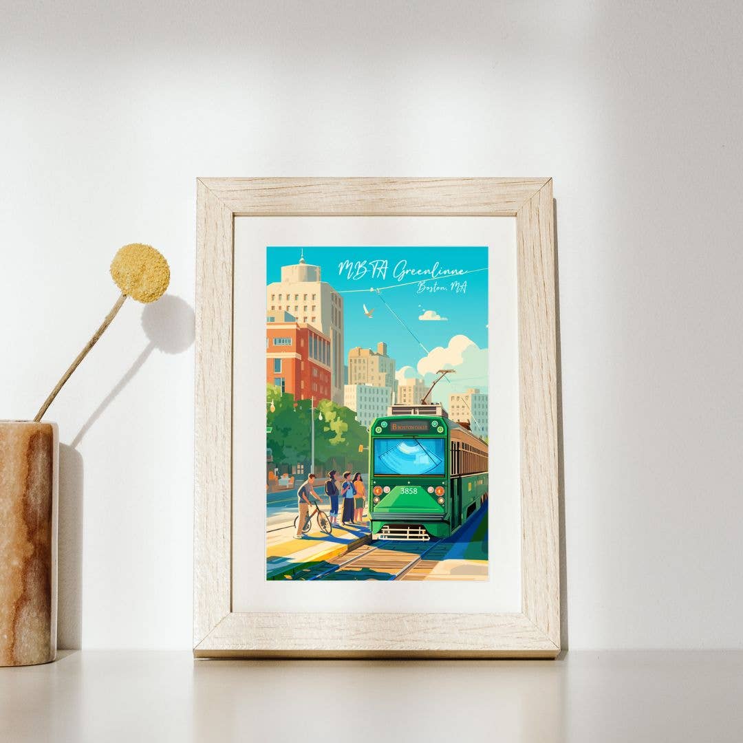 anyangART Studio - Boston Postcard, Massachusetts Postcard - Green Line, MBTA