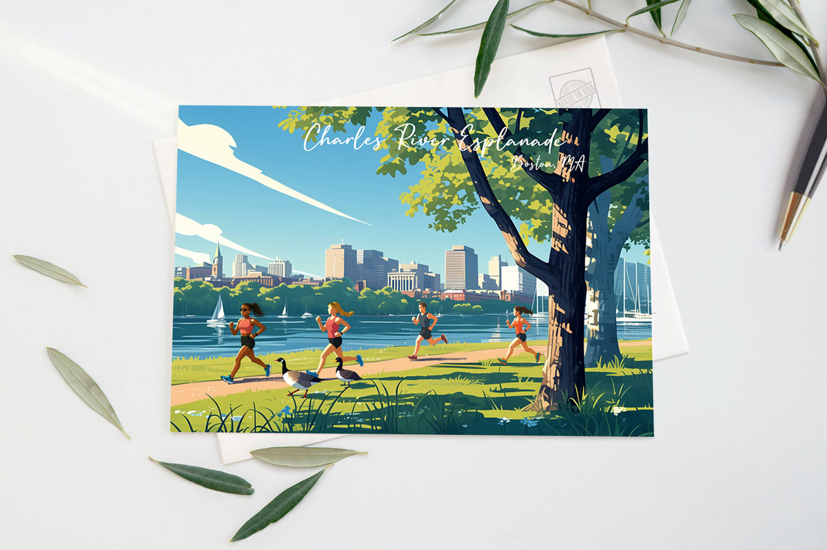 anyangART Studio - Boston Postcard, Massachusetts Postcard - Charles River