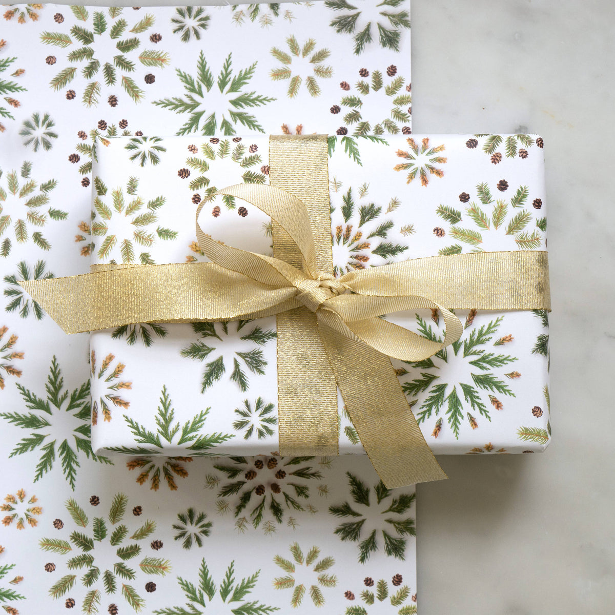 Bottle Branch - Gift Wrap - evergreens stars