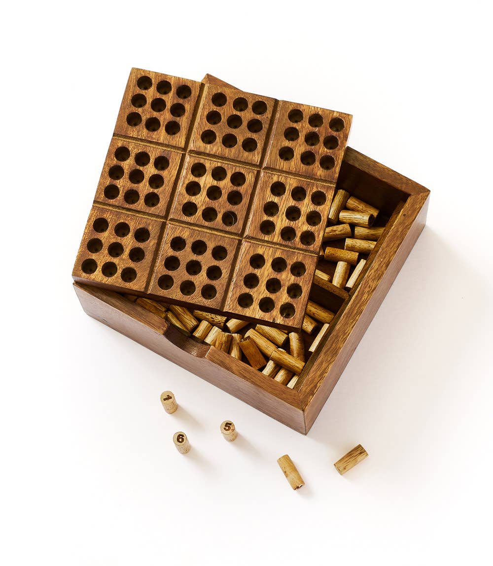 Matr Boomie Fair Trade - Sudoku Wooden Peg Game - Hand Carved Wood