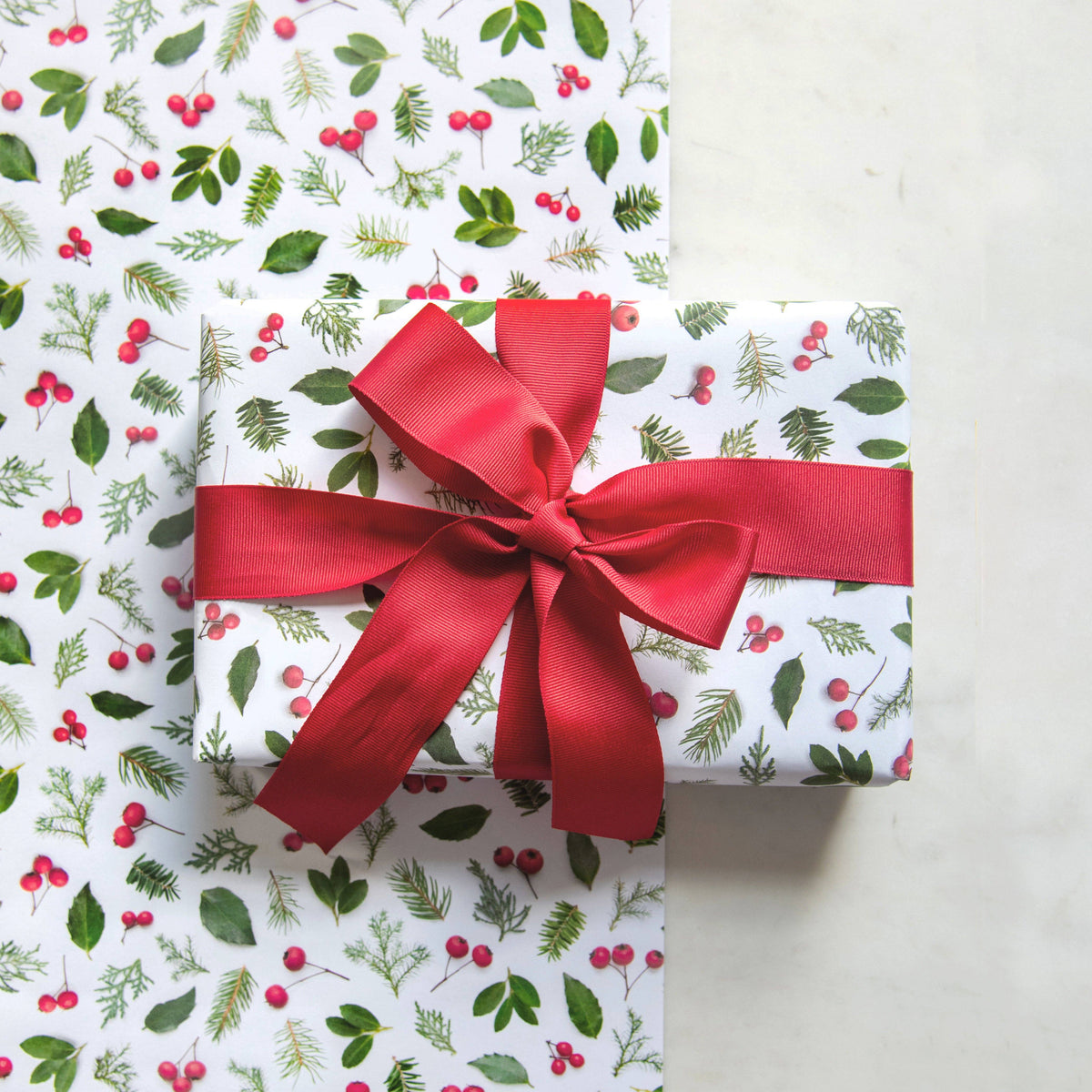 Bottle Branch - Gift wrap ~ Evergreens & Berries
