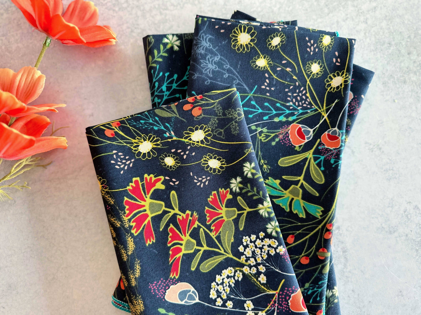 Dot and Army - Pretty Peacock Cloth Napkins, set of four