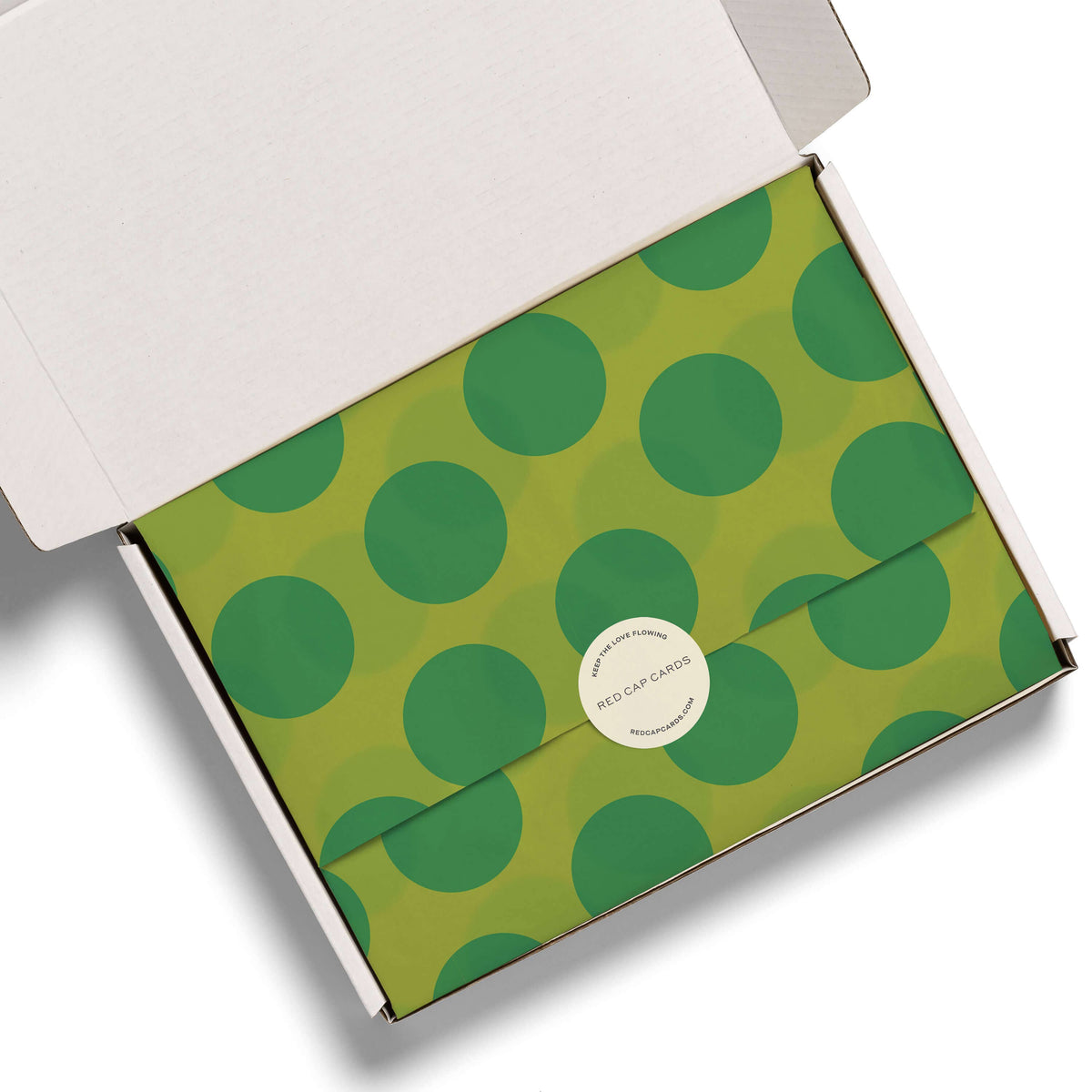 Red Cap Cards - Green Dots tissue paper