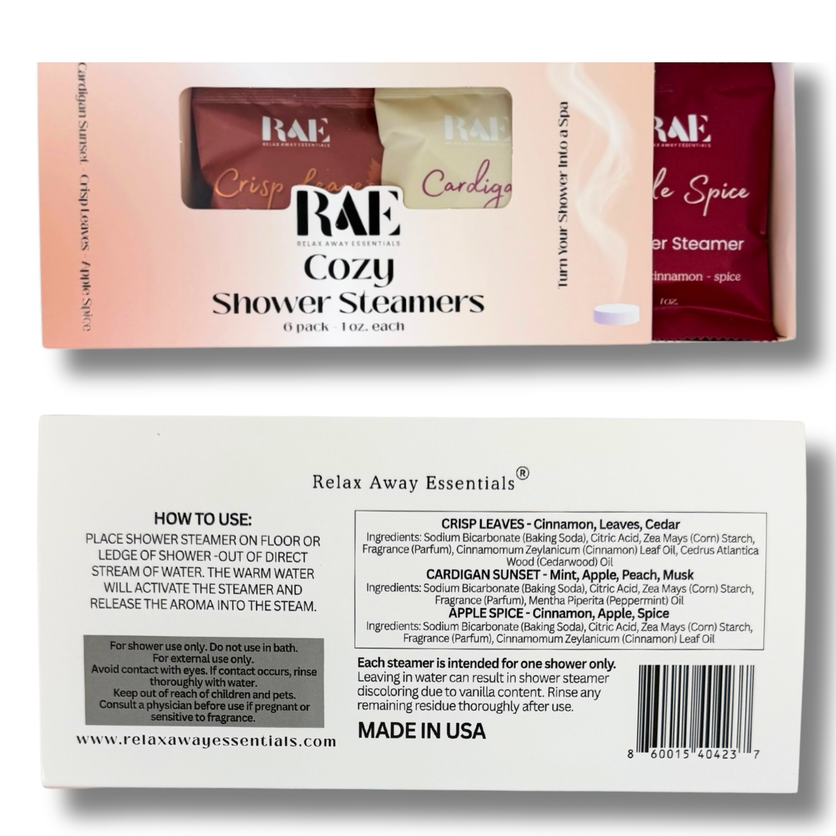 Relax Away Essentials - Cozy Shower Steamers 6 Pack - Made in USA 